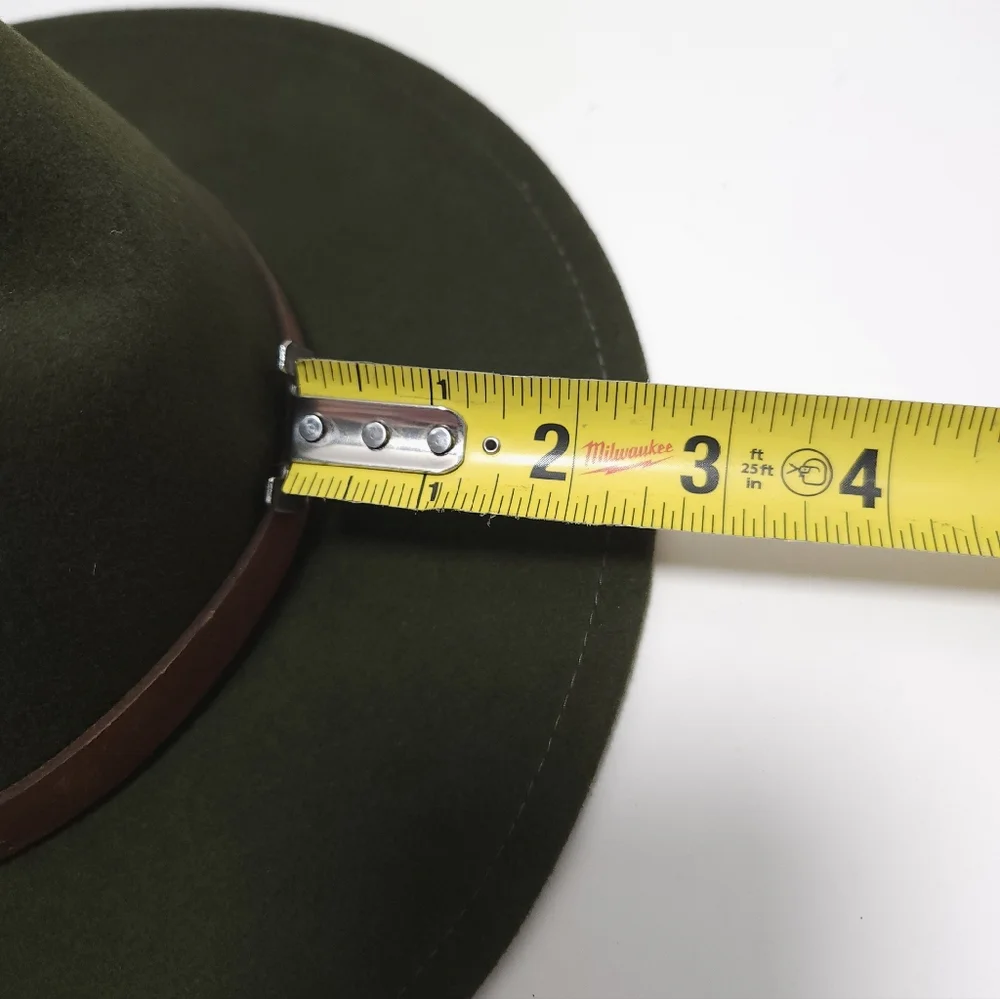 Duluth Trading Wool Felt Crusher Hat Medium Leather Band USA Made Green Fedora - Picture 9 of 14